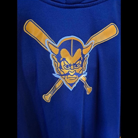 Holloway Blue Golden Hoodie Sweatshirt with Devil and Baseball‎ Bats Size XXL - Picture 2 of 7
